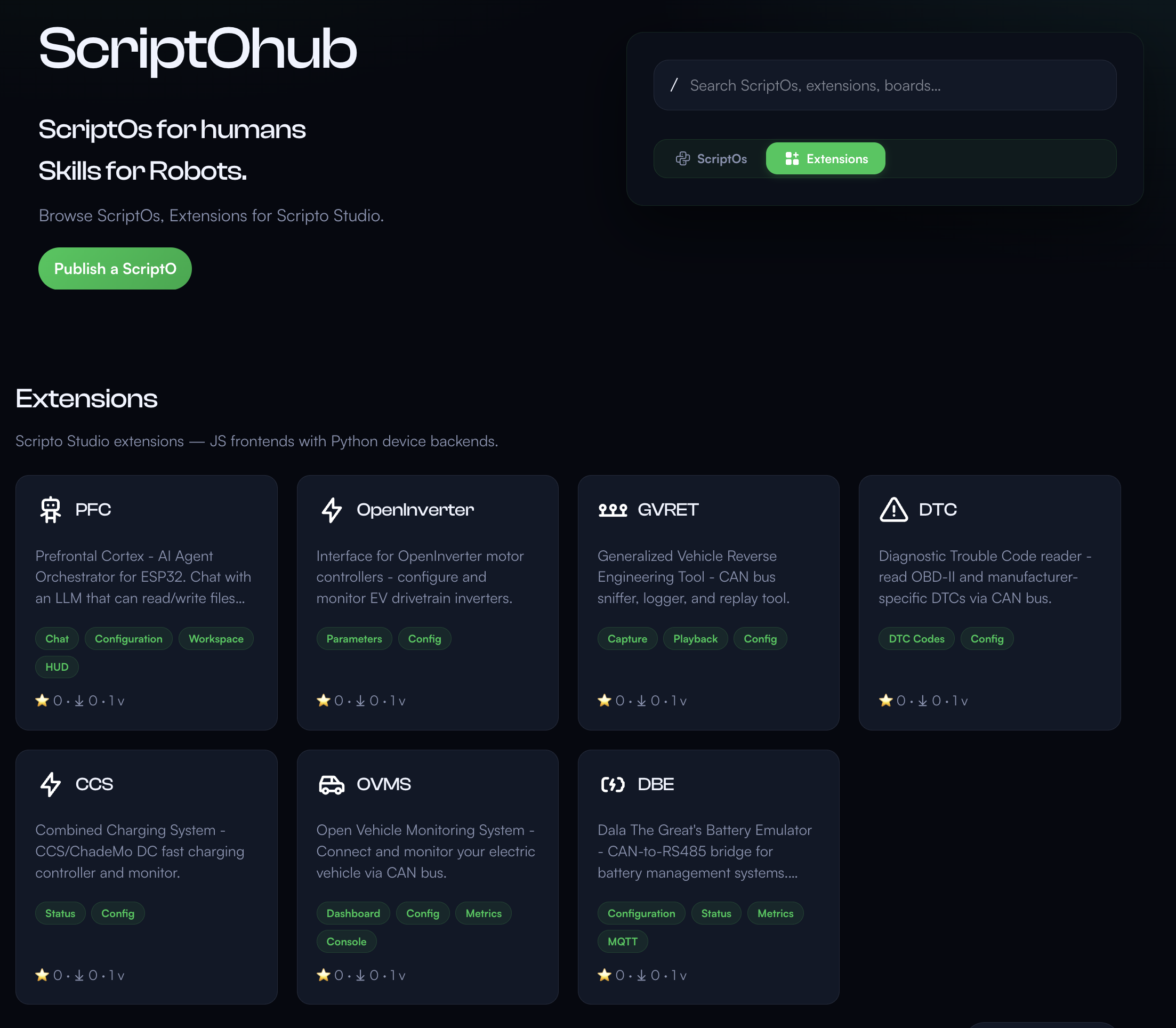 ScriptoHub — browse extensions and skills for ScriptO Studio